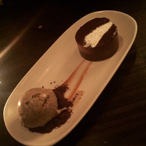 Opera Tavern - Cold Chocolate Fondant with Salted Caramel and Espresso Ice Cream